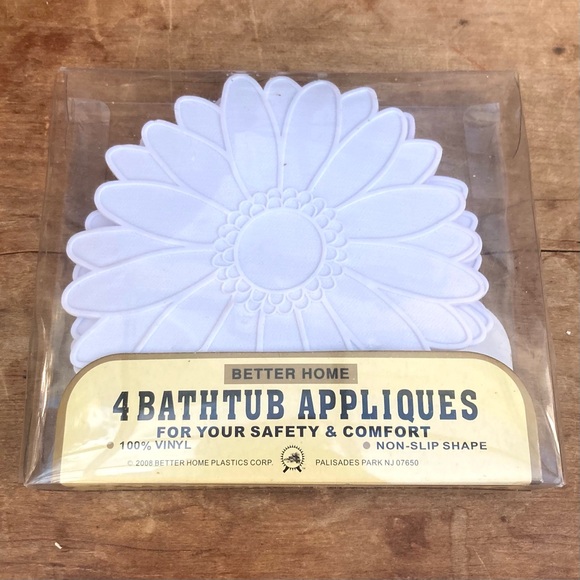Bathmat / Bathtub applique Flowers vintage style white non slip 1950's 1970's - Picture 1 of 2
